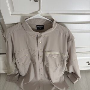 Shimano Beige Button-Front Fishing Shirt